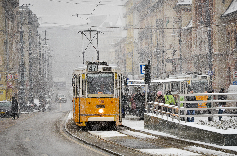 Neige à Budapest en Hongrie